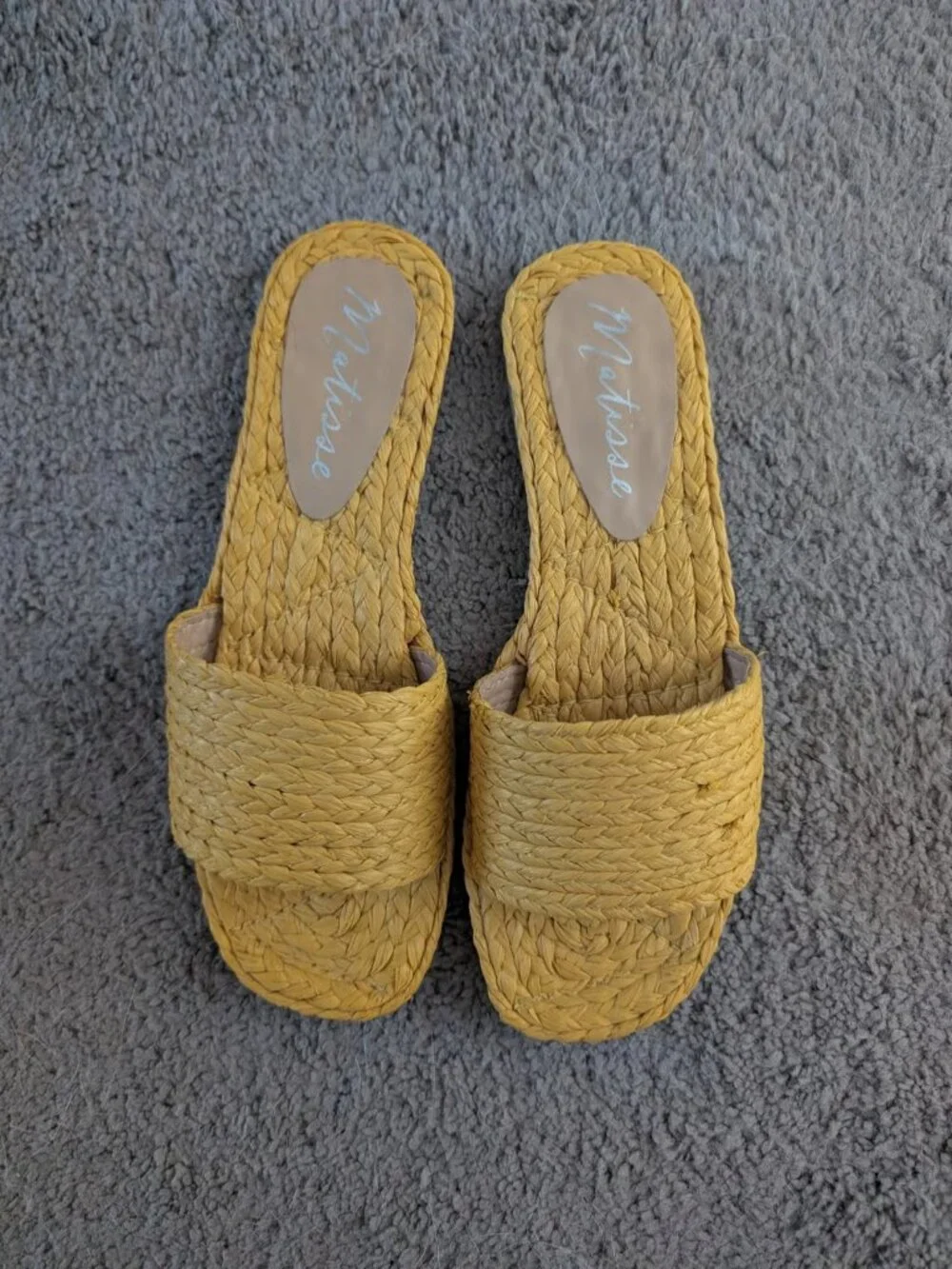Matisse Yellow Rattan Slide Sandals - Women's Size 11
